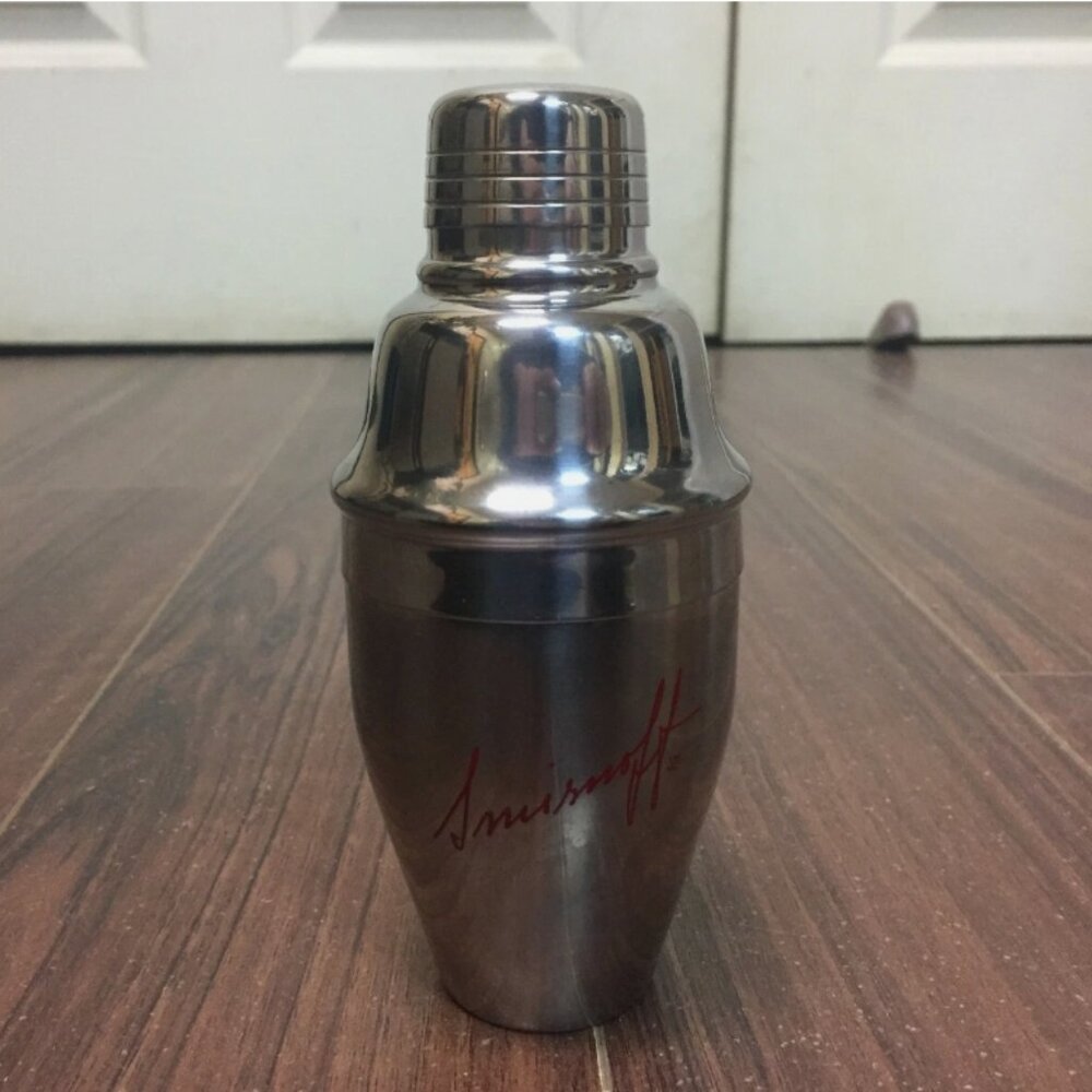 Small 6" Smirnoff Cocktail Shaker Stainless Steel metal Travel Purse Flask